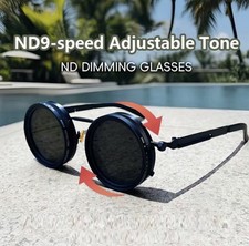 Polarized Round Sunglasses ND9 Adjustable Dimming Sun Glasses Men Women