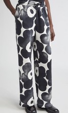 Merimekko Womens French Terry  Unikko Pants Sz M Medium Black White