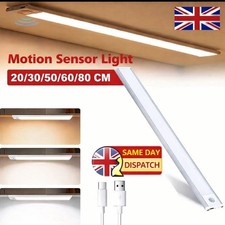 Wireless LED PIR Motion Sensor Light USB Rechargeable Strip Cabinet Closet Lamp