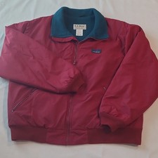 Vintage L.L. Bean Warm Up Jacket Mens Large Maroon Full Zip Fleece Lined U.S.A