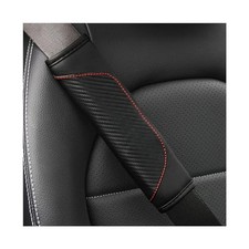 Osilly 2PCS Carbon Fiber Leather Seat Belt Shoulder Pads, Black