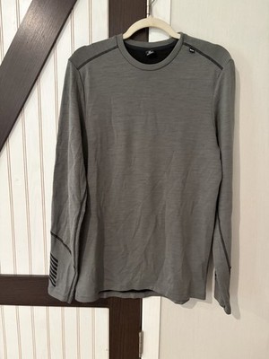 HELLY HANSEN Mens Large Lifa Active Crew Merino Wool Base Layer Long Sleeve Gray