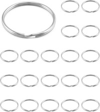 Key Rings 2 Inch Large Open Split Rings 20 Pack Heavy Duty Metal Keychain Silver