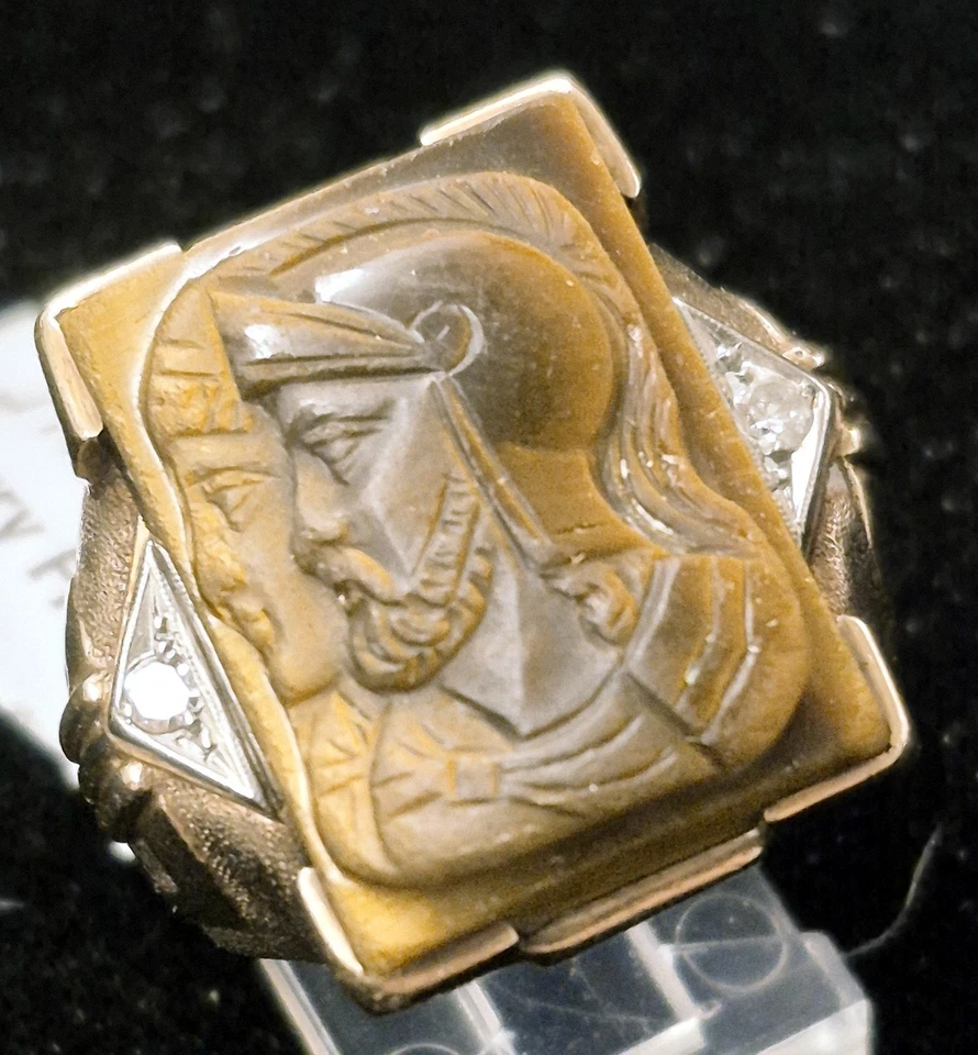 实心 10KT MASTERPIECE RAISED 2X Warrior 雕刻-手工雕刻尺寸 11.03 GM — 第 3/4 张图片