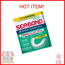 Sea Bond Secure Denture Adhesive Seals, Fresh Mint Lowers, Zinc-Free, All-Day-Ho