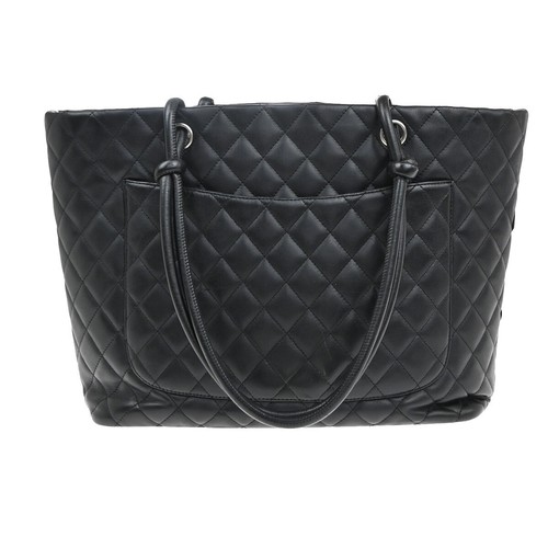 CHANEL CC Logo Cambon Shoulder Tote Bag Leather Black SHW Italy 614RF405 - Picture 3 of 18
