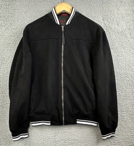 Robert Graham Faux Suede Full Zip Bomber Jacket Mens Small Black
