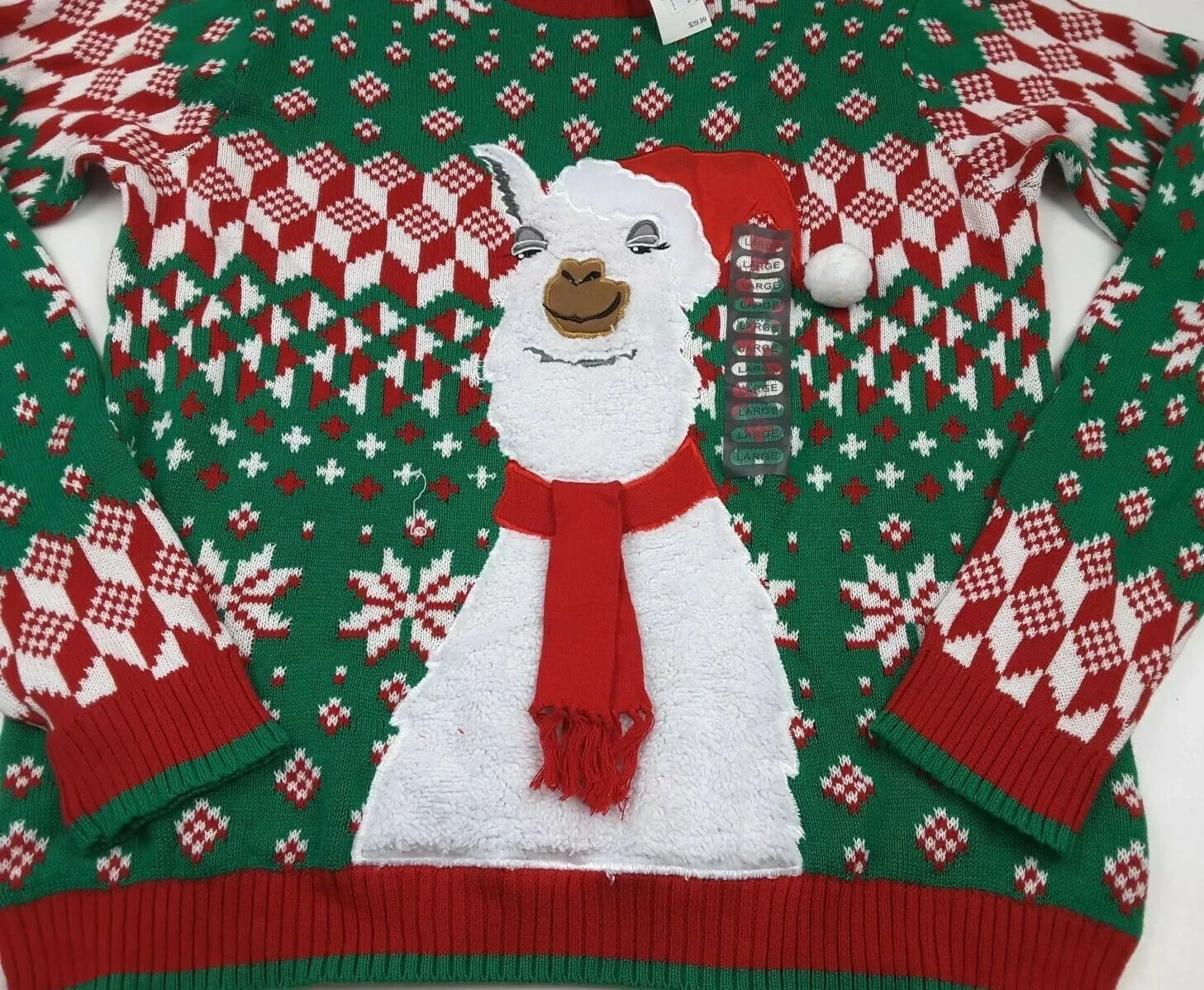 33 Degrees Smug Llama Ugly Christmas Sweater Size L