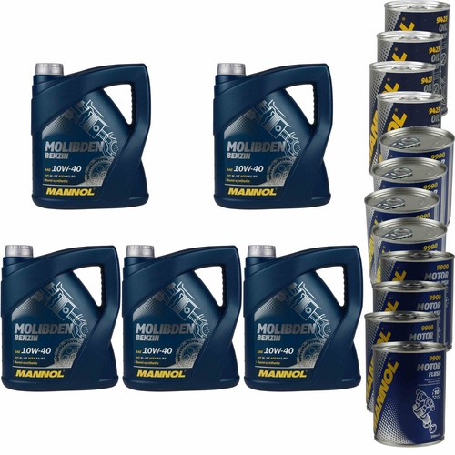 MANNOL Defender 10W-40 Motoröl 20 Liter + Auslaufhahn + Motor Doctor & Flush – Teilsynthetisch