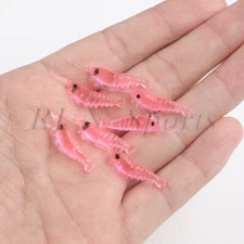 50 PCS 3 cm Small Light Worm Fishing Lure Soft Grass Shrimp Bait Glow Prawn Carp