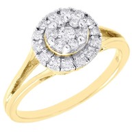 Diamond Engagement Ring Ladies 10k Yellow Gold Round Flower Wedding 1/3 Tcw. on sale Diamond Engagement Ring Ladies 10k Yellow Gold Round Flower Wedding 1/3 Tcw. on sale