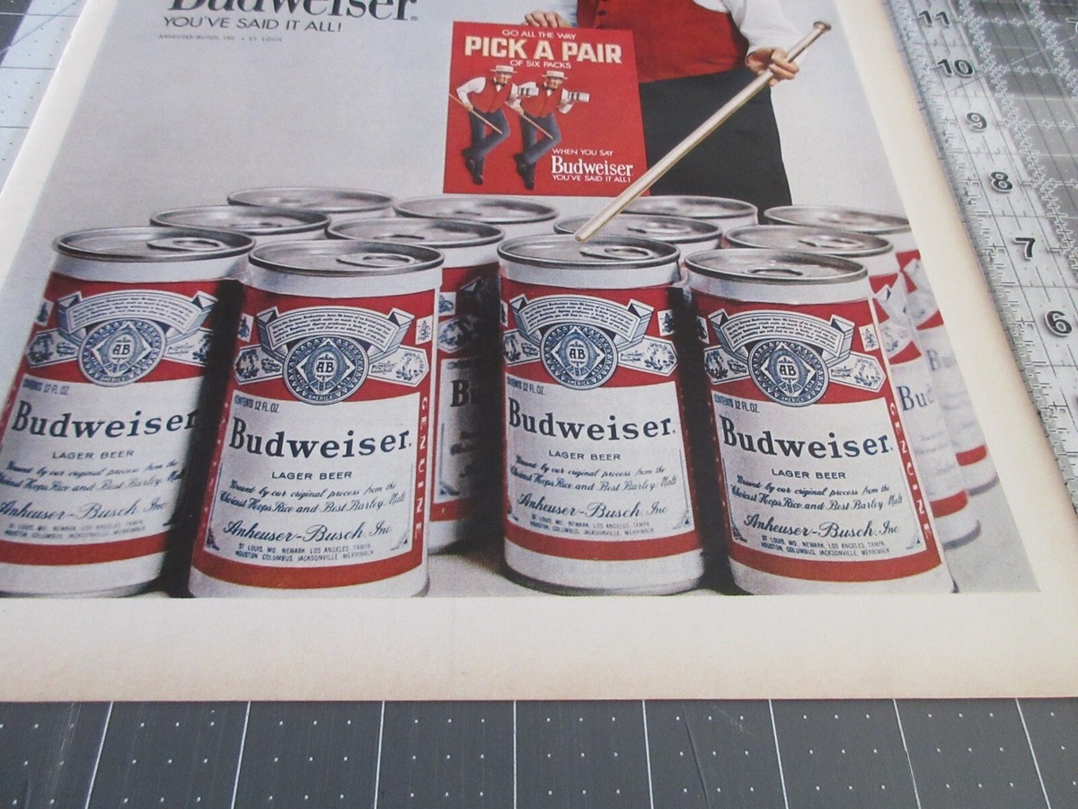 1971 Budweiser Beer, Pick A Pair of Six Packs, Ed McMahon Vintage