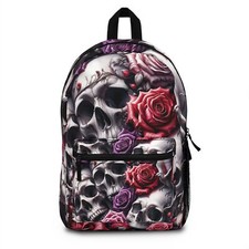Purple Skull and Roses Backpack Handbag