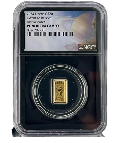 2024 Liberia $20 I Want to Believe UFO 0.5g Gold Coin - NGC PF 70 Galaxy Label
