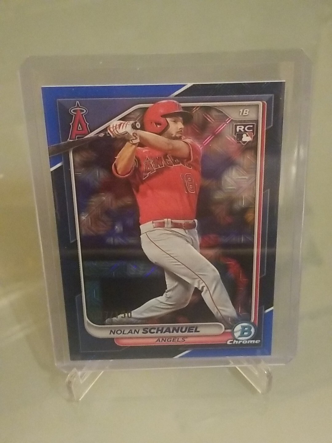 Nolan Schanuel 2024 Bowman Chrome RC #47 Rookie BLUE Mojo REFRACTOR 007/150