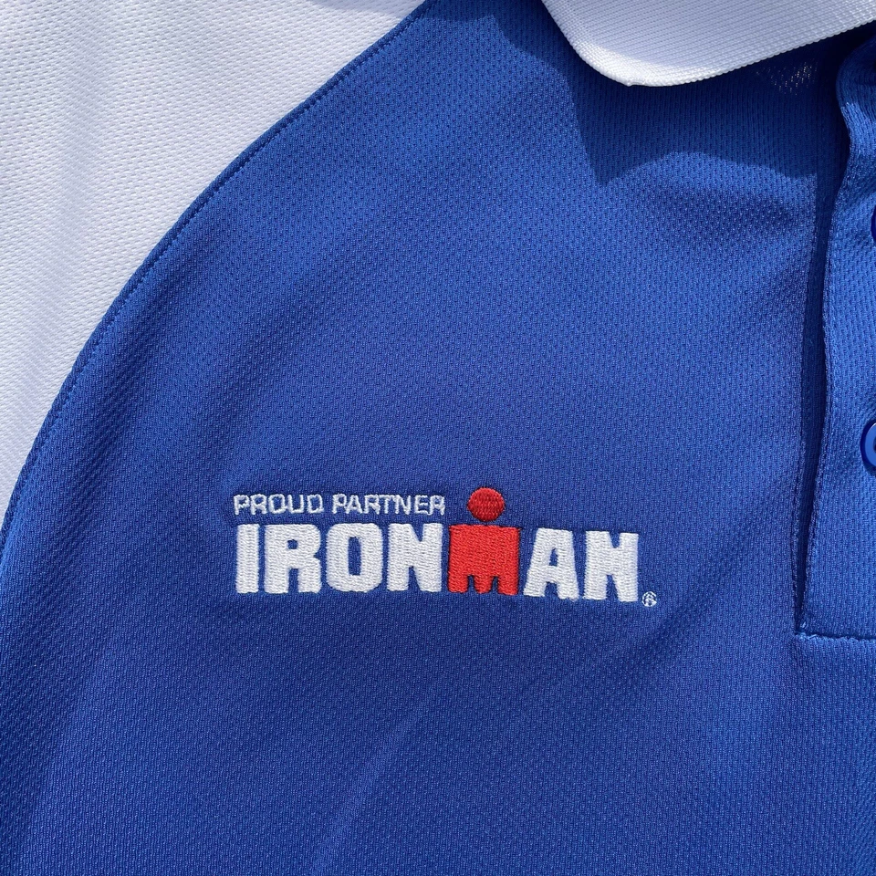 Camisa Polo Ironman Para Hombres Pequeña Azul ARTE Técnicas de Liberación Activa Absorción Golf Foto 3 de 4