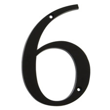 4 In. Black Flush Mount Metal House Number 6
