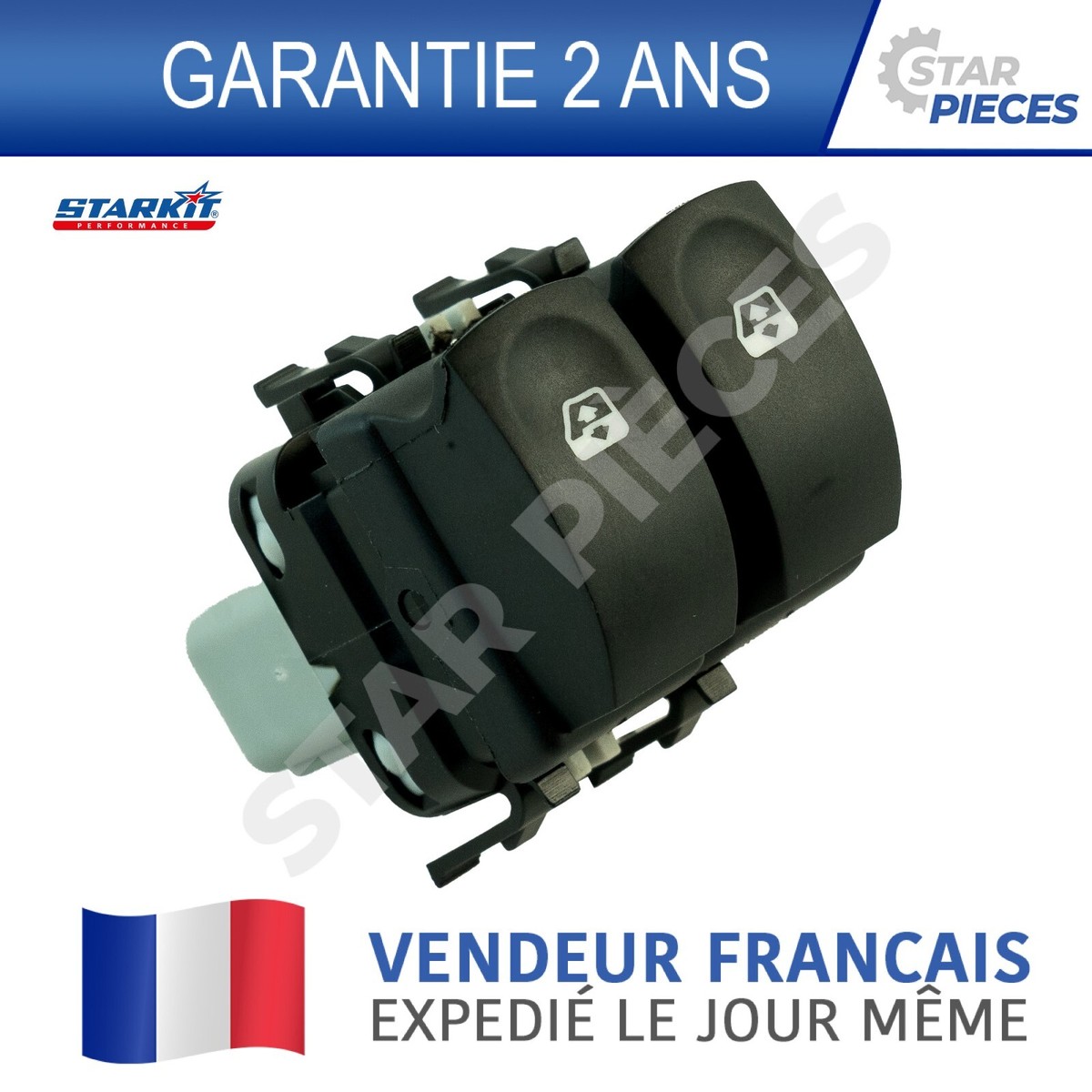 Bouton Leve Vitre Clio 2 Interrupteur Lève-vitre Gauche Renault Clio 3 Modus Twingo 2 - Référence 8200214939 - Prise Grise Non Confort Pièce Auto Renault 8200214939