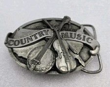 Bergamot Brass Works 1984 Country Western Music Belt Buckle Heavy Vintage