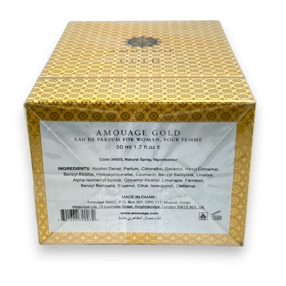Amouage Gold Eau De Parfum For Woman, Pour Femme 50ml/1.7fl.oz. New Sealed - Image 2 of 2