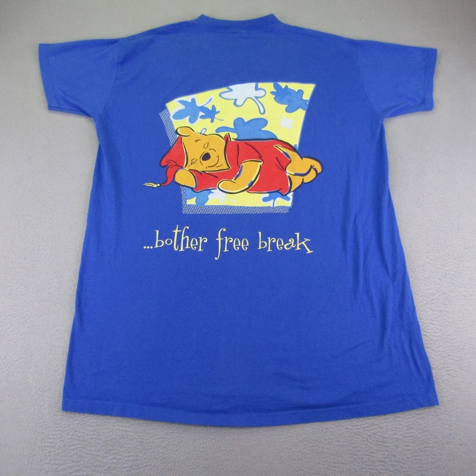 Vintage Disney Shirt Mens XL Blue Sleep Pajama Top Tall Tee Winnie The Pooh 90s - Image 4 of 4