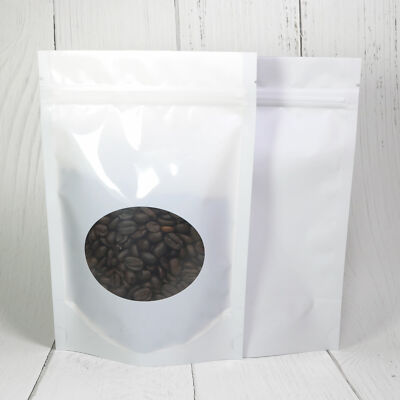 White Food-Grade Mylar Stand-Up Zip Seal Pouch for Dry Snack Products (6.3x8.7'')
