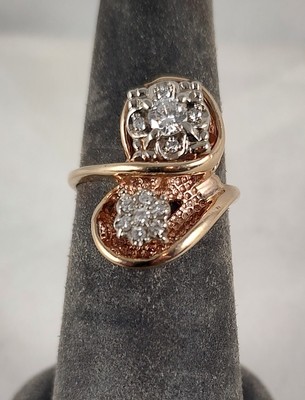 Nachlass maßgeschneiderter 14K Gelbgold Diamant Cluster Ring Größe 6,75,40 TCW
