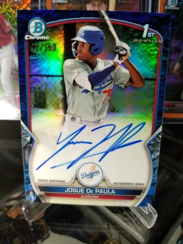 2023 Bowman Chrome Josue De Paula 1st Blue Lunar Crater Refractor Auto 42/150   