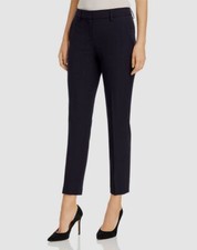  78 Tahari Women's Blue Straight-Leg Stretch Trousers Ankle Dress Pants Size 8