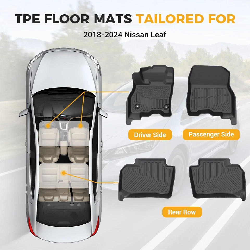 Custom Floor Mats for Nissan Leaf - 2018-2025 - Full Set Foto 4 de 4