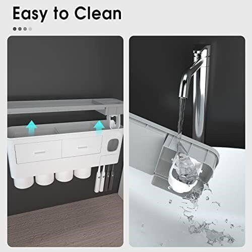 Bandeja de gran capacidad, 2 cajones para cosméticos - Organizador de baño NUEVO - Picture 7 of 8