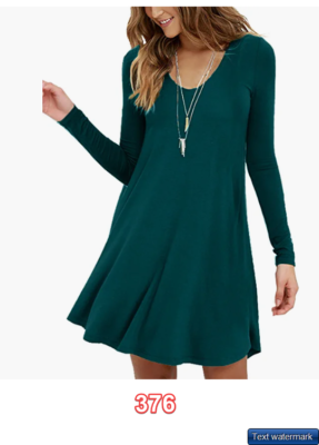 MOLERANI Women Long Sleeve Casual Swing Simple T-Shirt Loose Dress Dark  Green XL | eBay