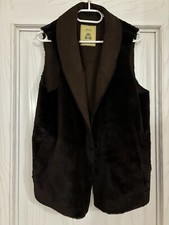 Joules Womens Cheska Faux Fur Gilet in Dark Brown