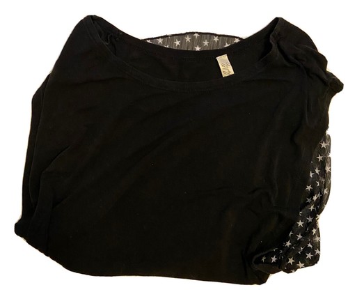 Gypsie Junkies Black Sleevless Star Patterned Crop Top Size S/M - Picture 4 of 4