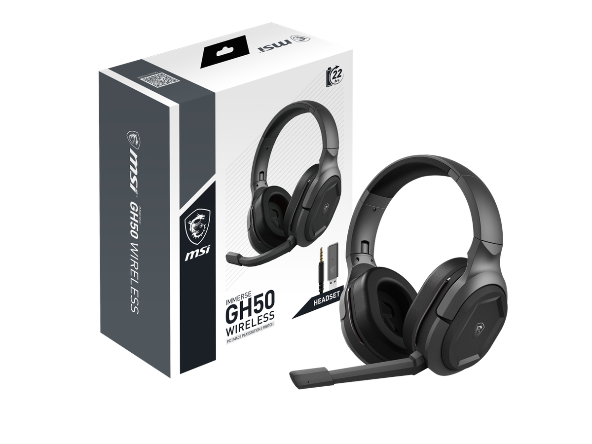 【新品未開封】MSI Immerse GH50 WIRELESS MSI IMMERSE GH50 WIRELESS Gaming Headset, 7.1 Surround Sound