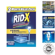3- Supply of RIDX Septic Treatment Powder, 29.4 oz for System Maintenance