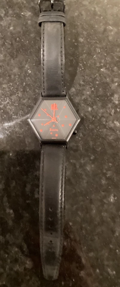 Reloj De Colección Bulova Frank Lloyd Wright Hombre Hexágono Batería Nueva ~ Raro