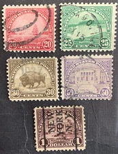 Scott #567-568-569-570-571-USED-XF-NO Hinge remnants- Vintage Lot of 5 Stamps