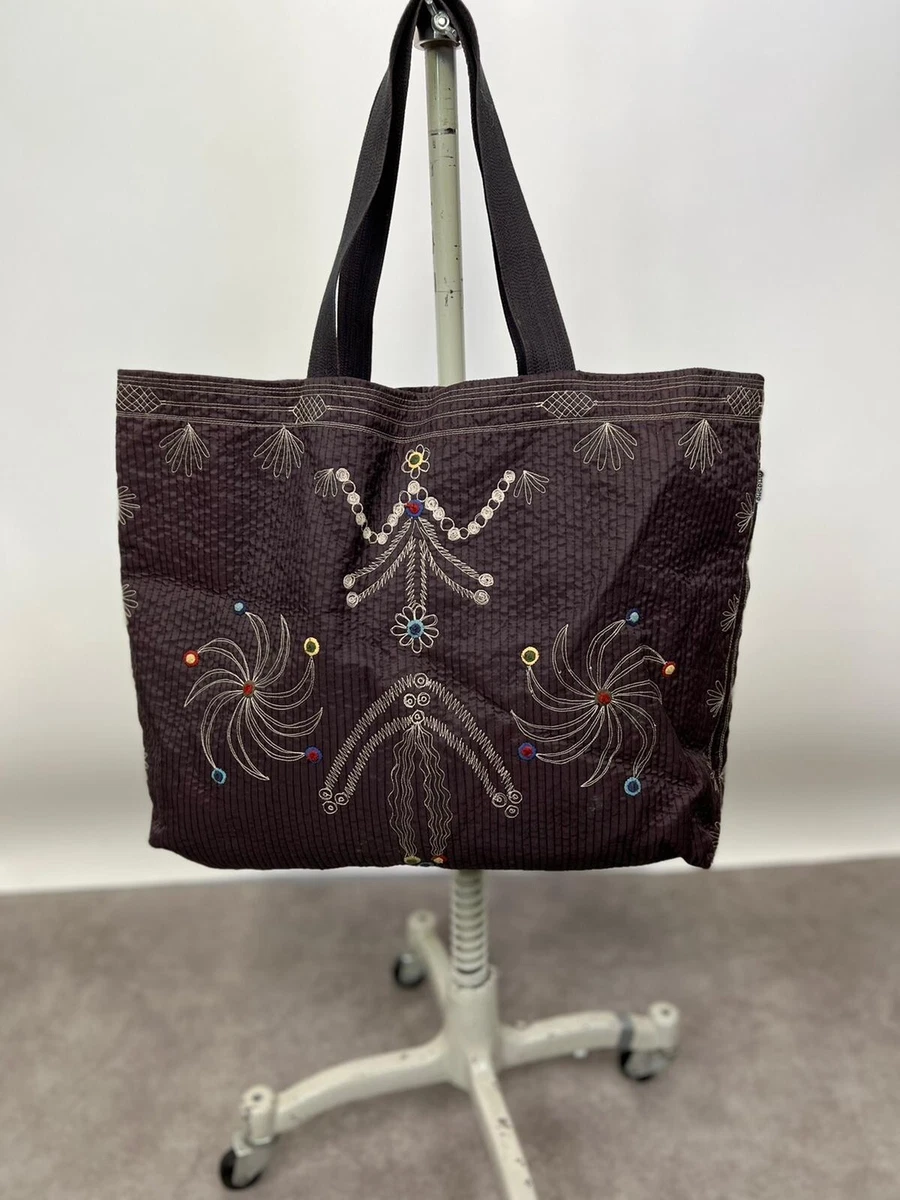 Tamasha By Haat Issey Miyake handcrafted purple shoulder bag embroidered lined