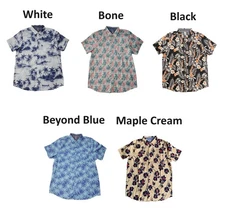 Hurley Men's Short Sleeve Sunglasses Holder Pocket Stretch Woven Patio Shirt