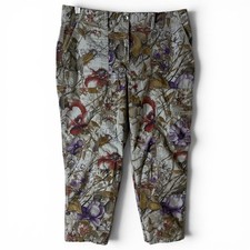 Floral Chico's Cargo Capri Pants Womens 1 Medium Stretch Cropped Botanical Print