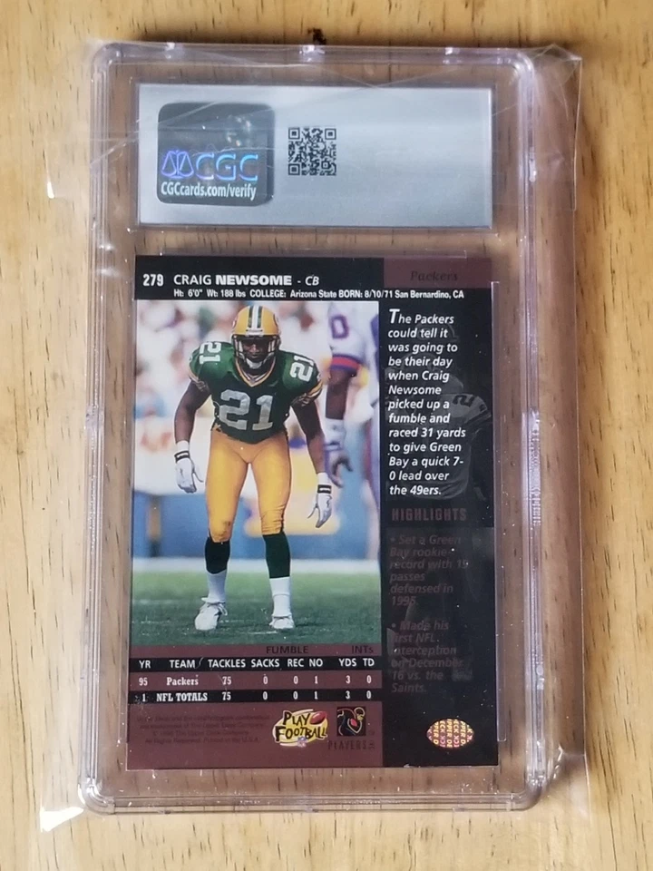 1996 Upper Deck Football - Craig Newsome #279 - CGC Grade 7 - Image 2 of 2