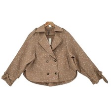 Anthropologie Womens XS Floral Cutwork Cropped Trench Jacket NWT