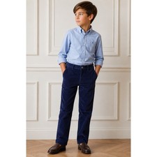 Brooks Brothers Fleece Boys Navy Corduroy Pants Size 12 Hidden Gingham Lining