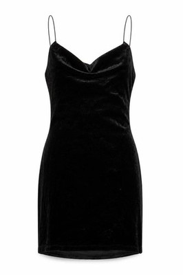 B.Darlin Damen Schlupfkleid Größe M schwarz kurz Wasserfallausschnitt ärmellos Stretch