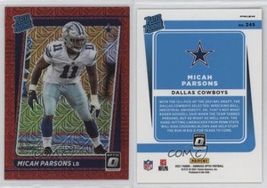 2021 Panini Donruss Optic Rated Red Mojo Prizm Micah Parsons #245 Rookie RC