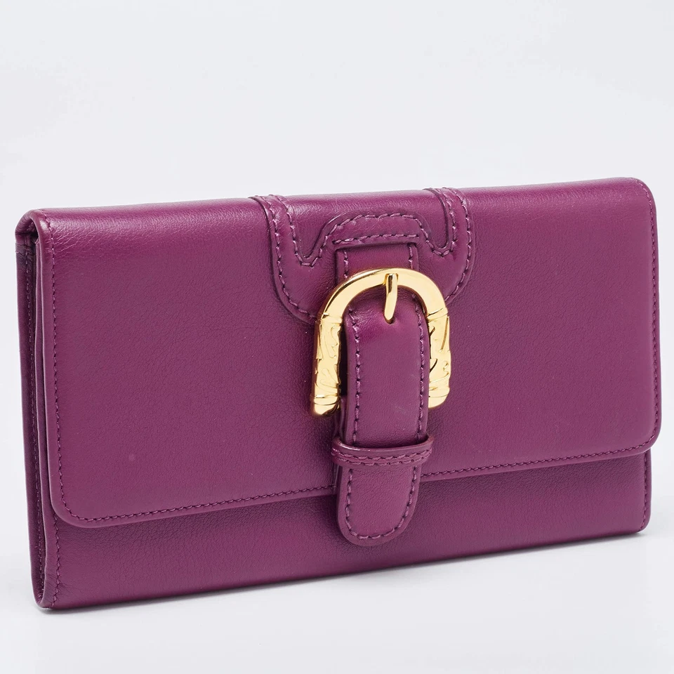 Escada Purple Leather Buckle Flap Clutch - Image 4 of 4