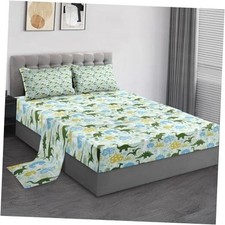 Size Bed Sheet Sets 3 Pcs Bedding Sets for Kids and Adults Twin Green Dinosaur