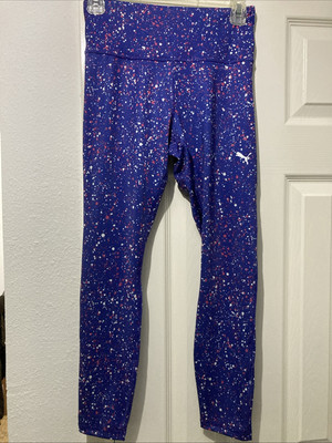 Puma Train Fave High Waisted 78 Graphic Training Athletic Leggings Small Purple