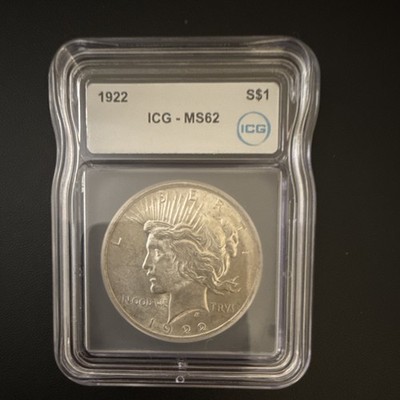1922 Peace Dollar ICG MS62 $1 Silver Coin Uncirculated Philadelphia